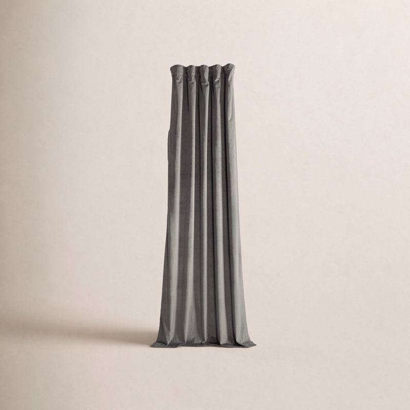 Loria Plush Velvet 100% Blackout Curtains For Bedroom, Living Room - Single Panel, 50" W x 84" L, Nightlife Gray