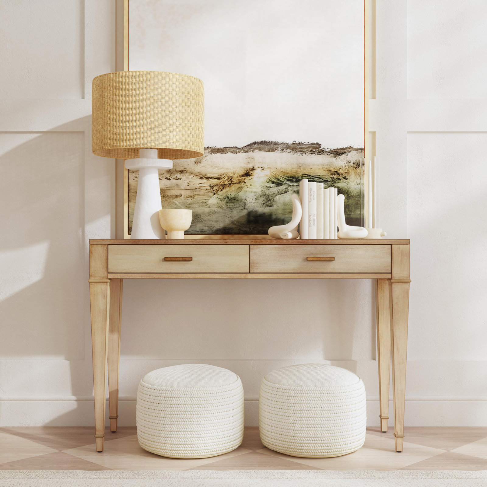 45" Console Table, Antique Beige
