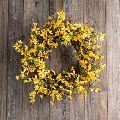 Handcrafted Faux Forsythia 22'' Wreath