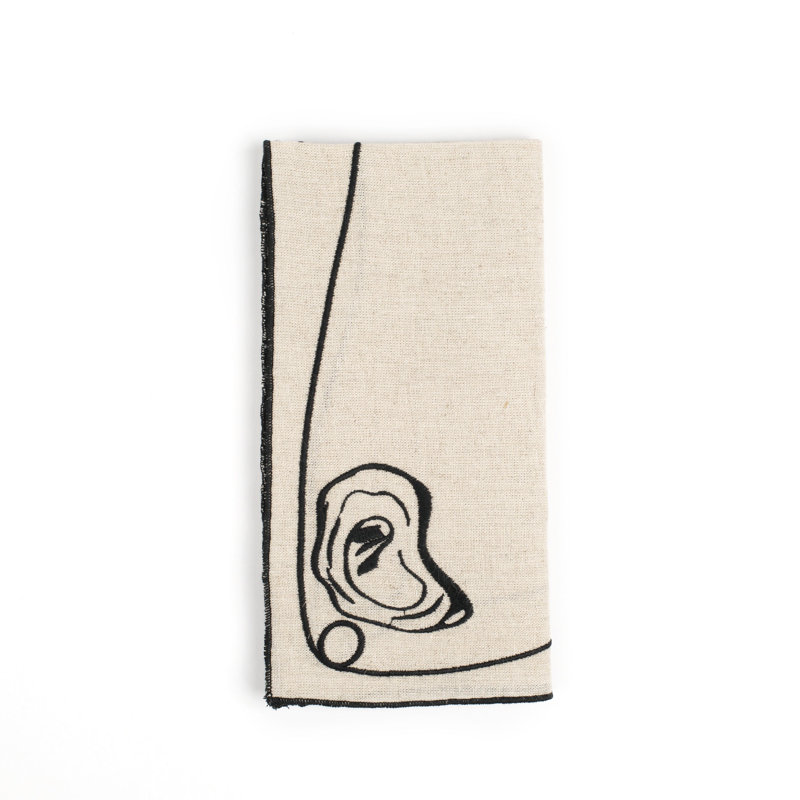 Line Drawing Embroidered Linen Napkins