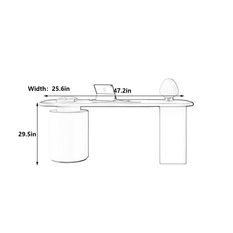 Philine Computer Desk, 29.5" H x 47.2" W x 25.6" D, Brown/Gray