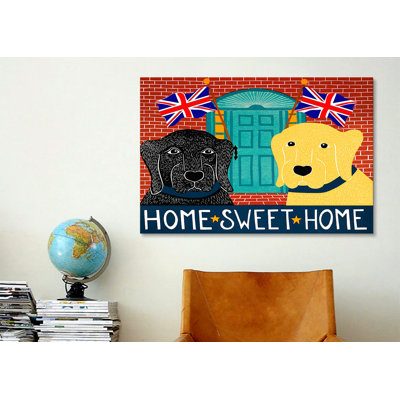 Reproduction d’art sur toile tendue, "home doux home brit black" par stephen huneck
