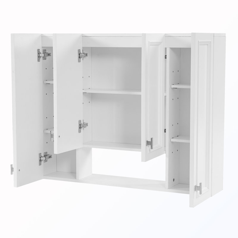 Wallmounted Softclosing Bathroom Cabinet With Adjustable Shelves, White