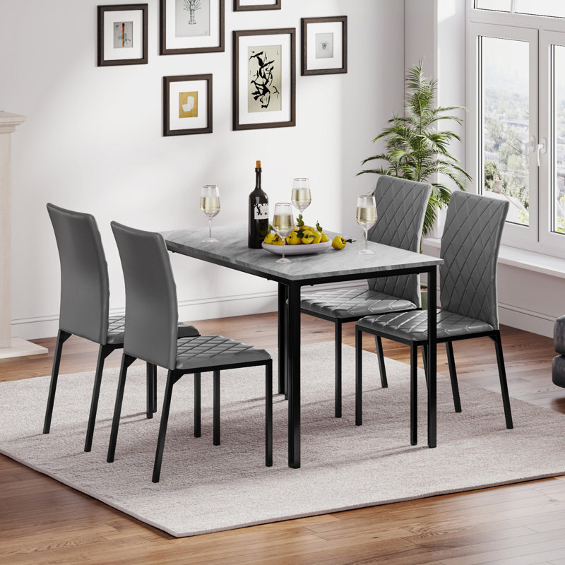 4 - Person Dining Set, Grey, Grey