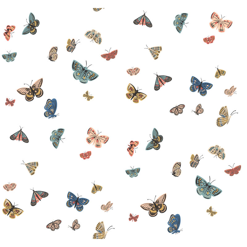 Butterfly House Wallpaper, White