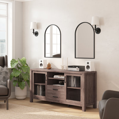 Engineered Wood Buffet Sideboard Storage Cabinet With 2 Drawers, Doors