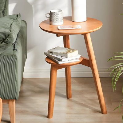 Side Table, 2-tier Round End Tables Living Room, Mid Century Modern Side Table, Round Nightstand, Oak Accent Table, Small Round Coffee Table
