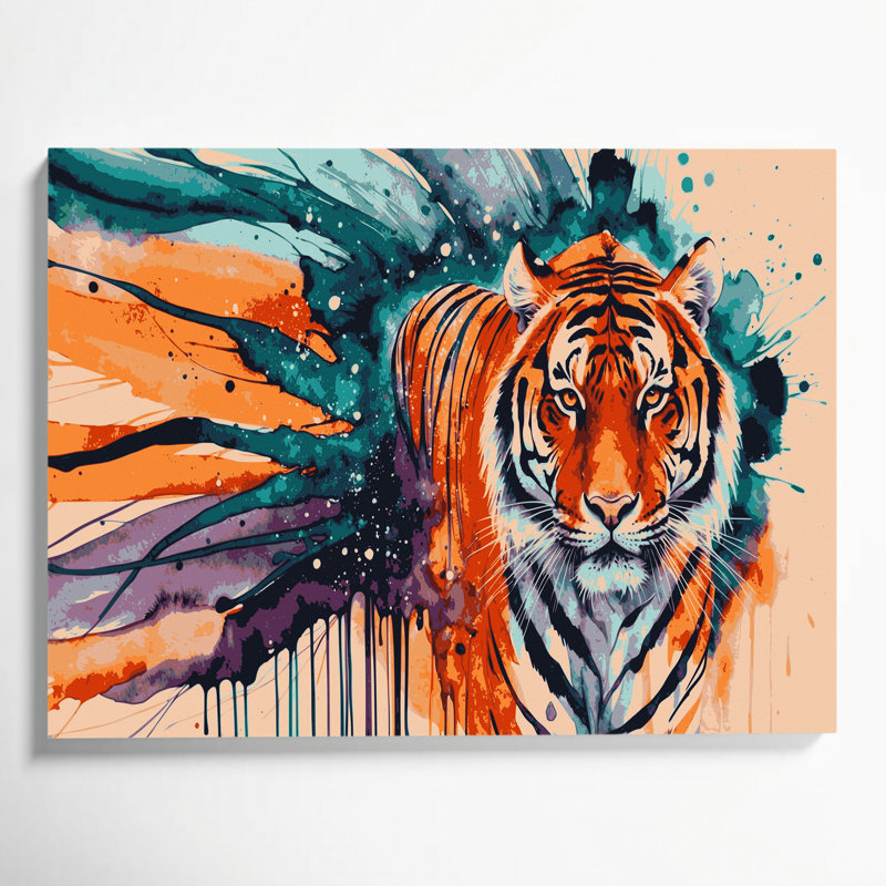 Faune, tigre du Bengale, art mural beige sur toile