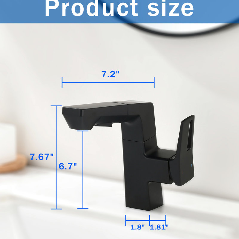 Robinet de salle de bain intelligent à DEL, finition noir mat, escamotable jusqu'à 23,6 pouces, 45 becs pivotants, robinet à fonctionnement manuel avec débit de 1,5 gallon par minute, portée de 60 cm, 360