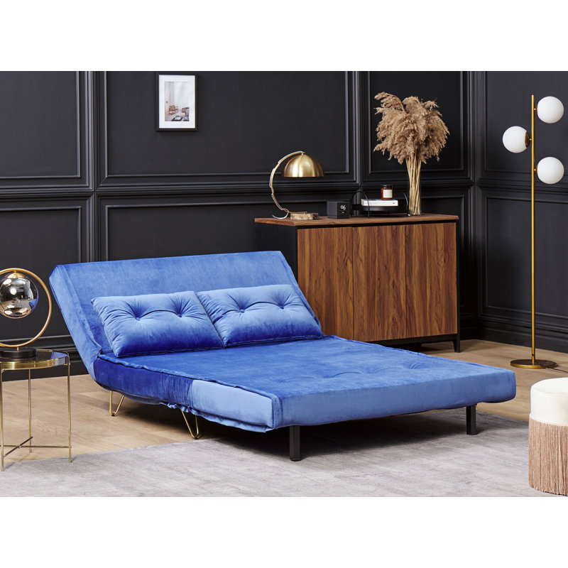 Millar Queen 130cm Upholstered Futon And Mattress, Navy Blue