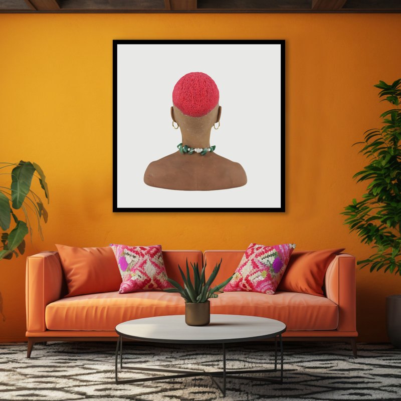 «Good Black Art -« Bembe », art mural par PJ Harper | Édition limitée de portrait aux cheveux roux, H 12 po x l 12 po, Blanc