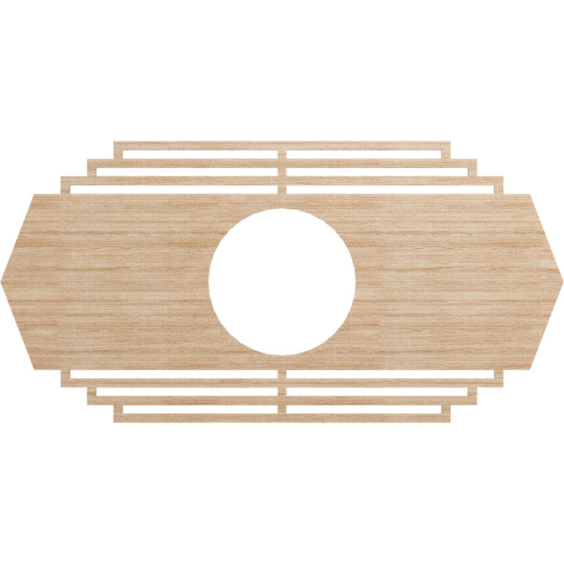 Médaillon de plafond en bois Chrysler, Aulne, H 8 po x l 16 po x P 0,38 po