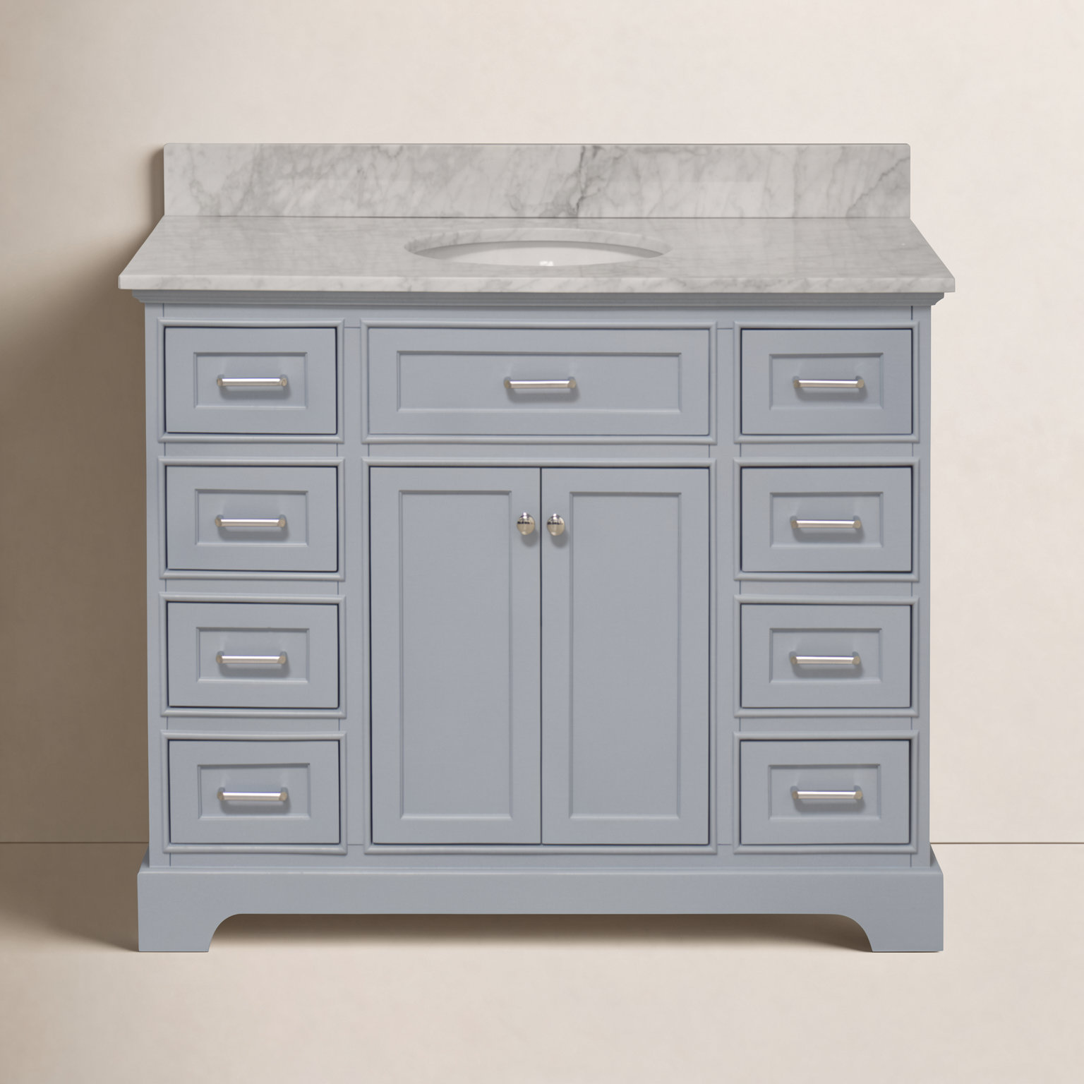 48'' Single Bathroom Vanity, Powder Blue, Carrara Marble
