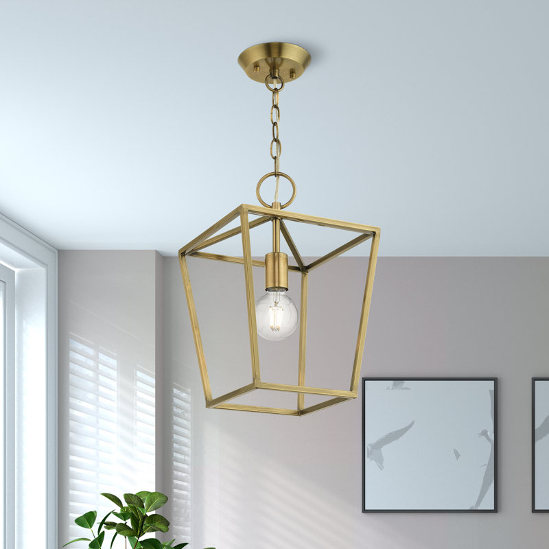 Luminaire suspendu géométrique 1 lumière Howington, Laiton antique