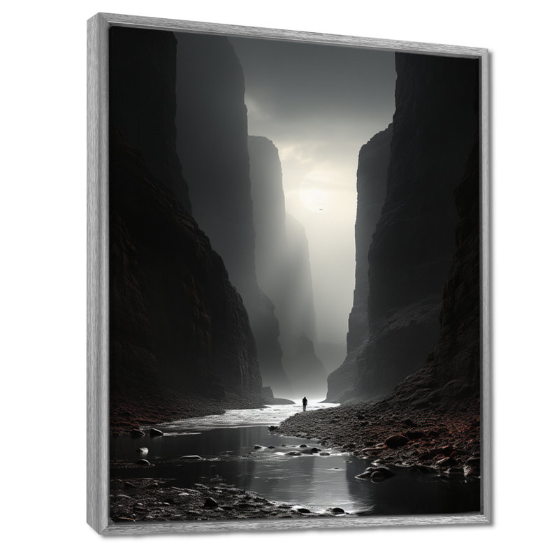 Décoration murale noir et blanc Canyon I - Canyon, 44" H x 34" W, Encadrement argenté
