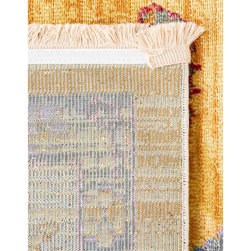 Haefner Oriental Yellow/Beige/Gray Area Rug, Rectangle 7'1" x 10'