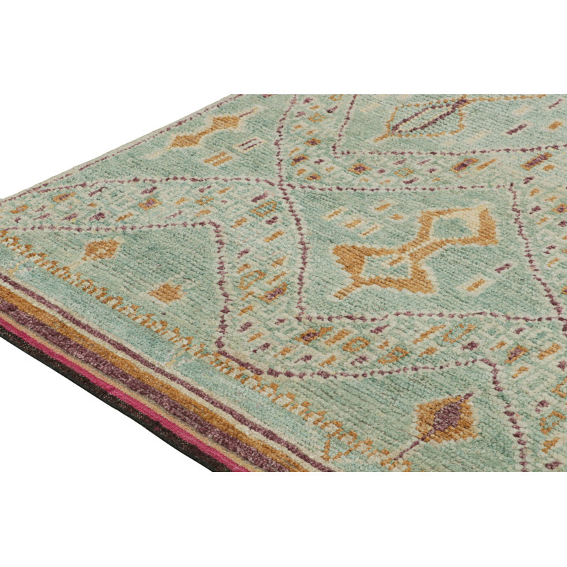 Moroccan Hand Knotted Geometric Area Rug, Rectangle 6' x 8'