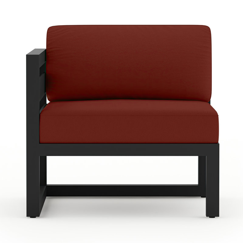 Avion Outdoor One Arm Lounge Chair, Canvas Charcoal Sunbrella® Canvas, Black