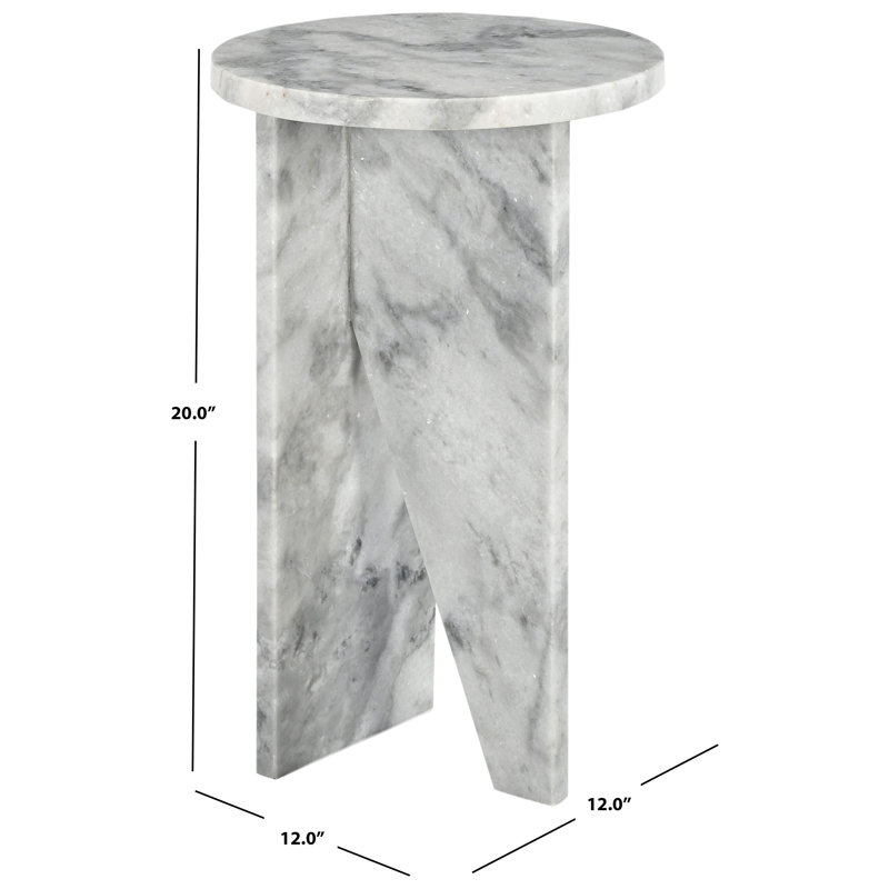 Devlin Marble Drink Table, White