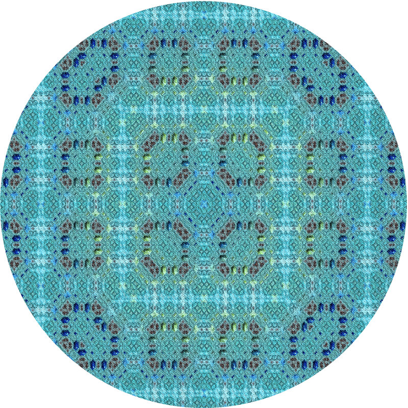 Tapis en laine turquoise, Rond 8 pi