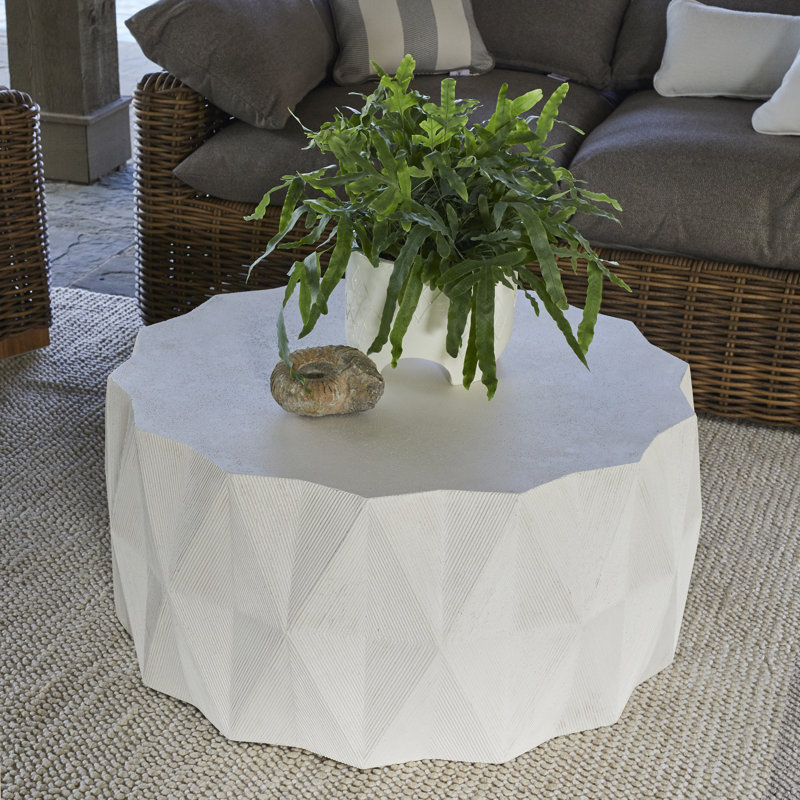 Cast Stone Coffee Table, Aged Stone Gray