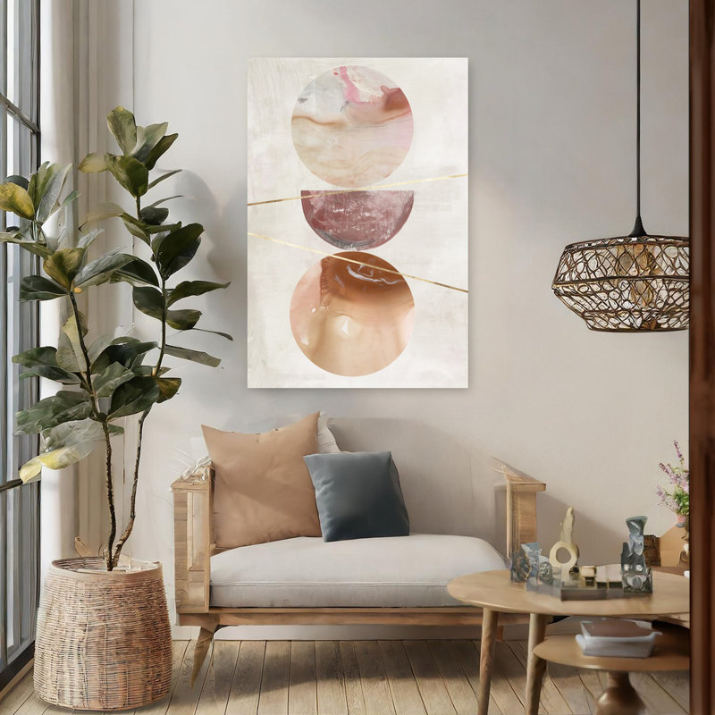 Balance of Blush I, art géométrique abstrait élégant, H 48 po x l 32 po