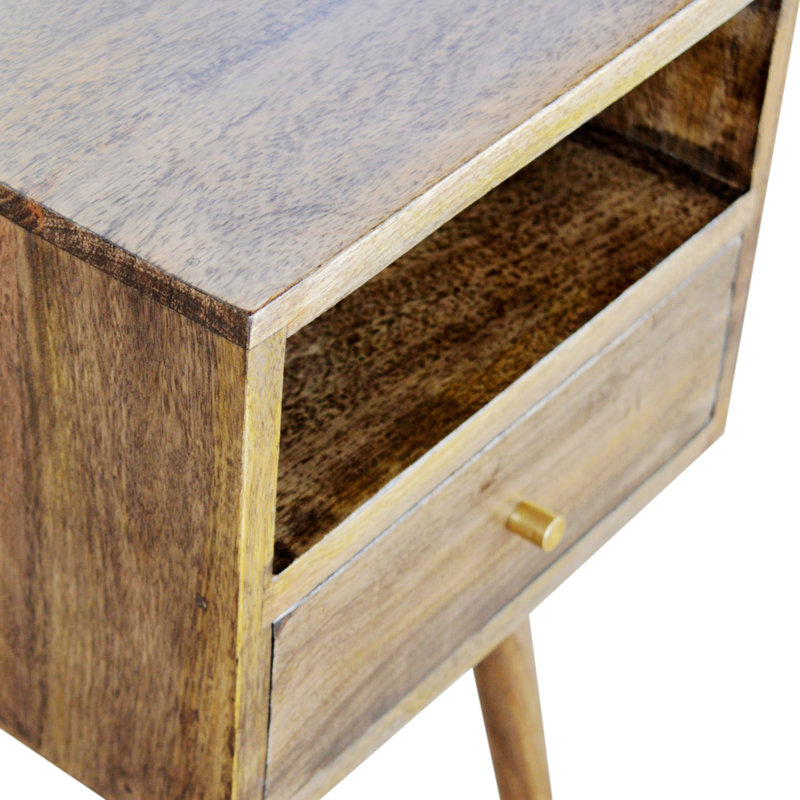 Corniyah 11.81'' W Solid Wood Nightstand, Gray