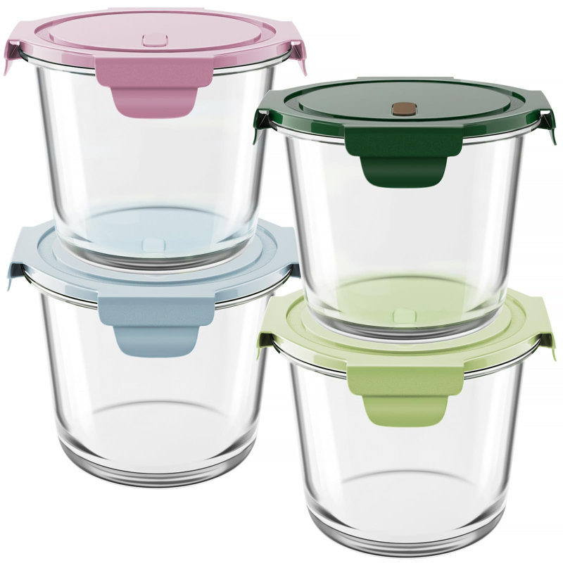 Ensemble de 4 contenants de préparation de repas en verre avec couvercles, ensemble de 3 contenants en verre hermétiques