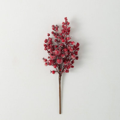 17" Artificial Frosted Red Berry Christmas Pick