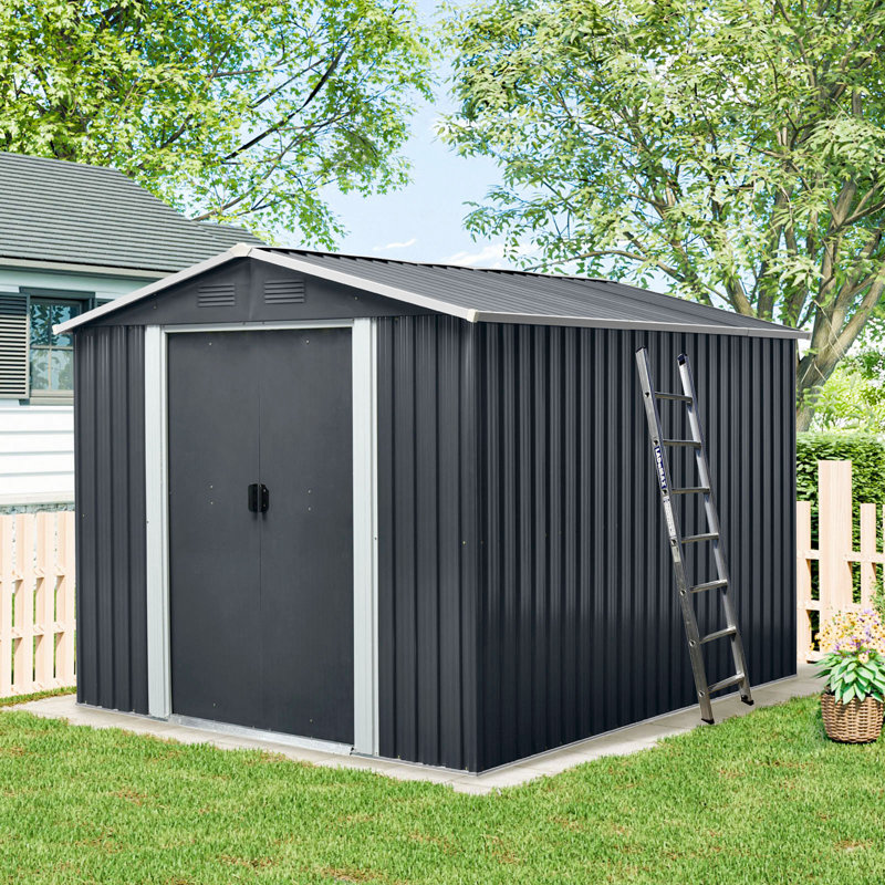 Remise de rangement extérieure en métal 8 x 10 noir