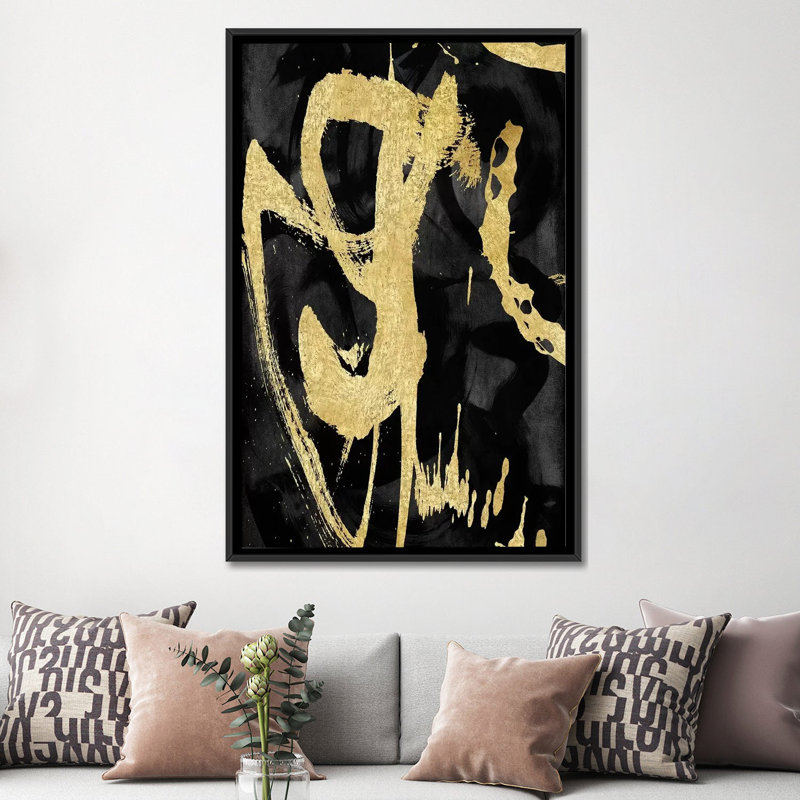 « rambunctious ii », reproduction sur toile, H 26 po x l 18 po x P 1,5 po, Toile avec cadre noir, Pas de tapis