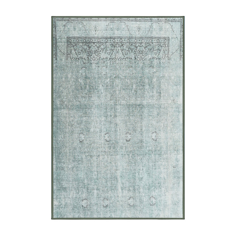 Tapis bleu sarcelle clair Deering, Rectangle 7 pi x 9 pi