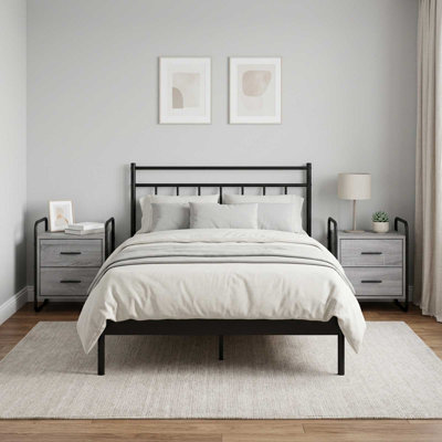 40 cm W Galvanised Steel Bedside Table