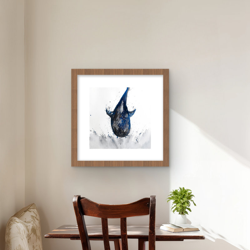 Shark Whale Framed Matted Print | Animals Bathroom Decor, 16" H x 16" W