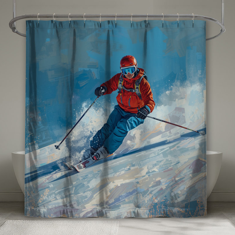 Rideaux de douche Skier In Action, L 70 po x H 93 po