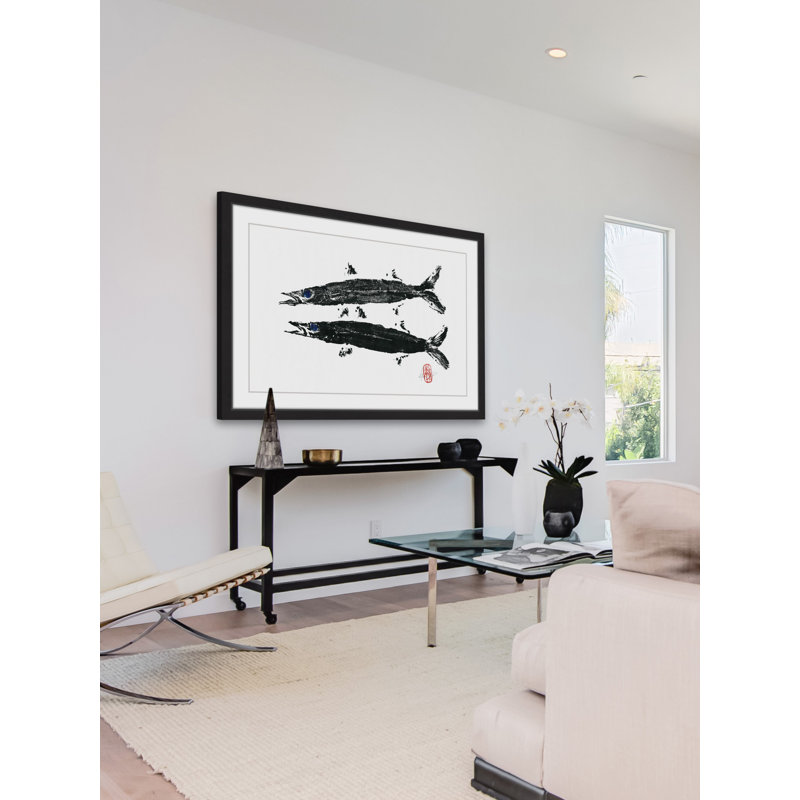 « barracuda palmiers », reproduction d’art encadrée, H 20 po x l 30 po x P 1,5 po