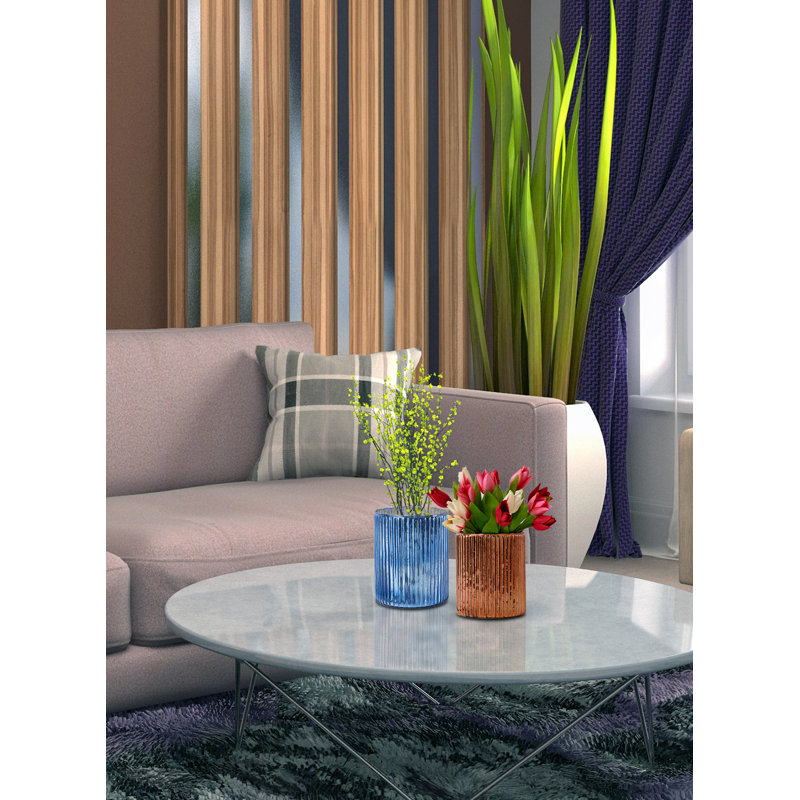 Vase de table en verre Granit, Cuivre, H 6 po x l 5 po x P 5 po