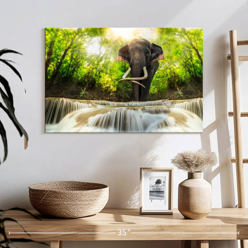 Brampt Waterfall Elephant, 16" H x 24" W