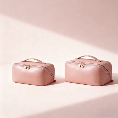 Un incontournable pour les voyages et les voyages d'affaires! Trousse à maquillage en cuir de lait souple à grande capacité - Organisateur d'articles de toilette durable