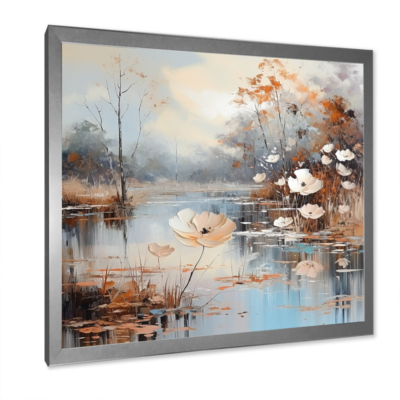 «Rivers Liquid Landscape Charm II», reproduction sur toile, Cadre simple argenté, H 16 po x l 16 po x P 1 po