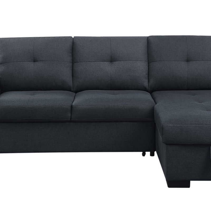 Canapé-lit modulaire en lin gris foncé 97 po avec rangement réversible 97 po