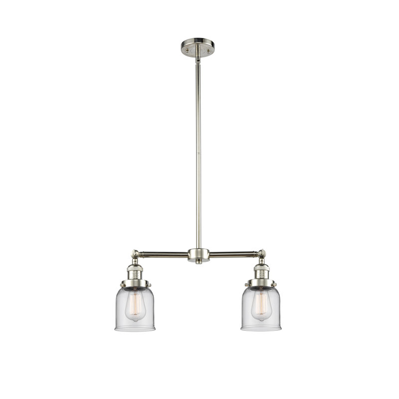 Bell - 2 Light 21" Island Light, 6 Watt Vinage LED Bulb, Clear, Polished Nickel