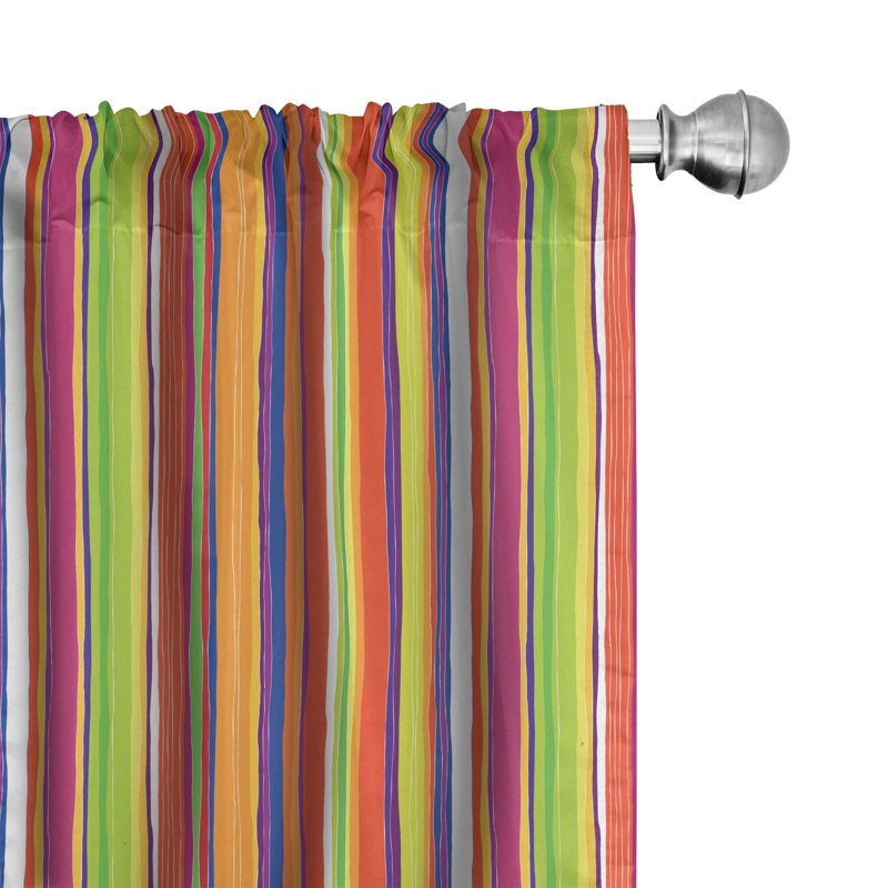 Stripes Semi-Sheer Rod Pocket Curtain Panels, 28" x 63"