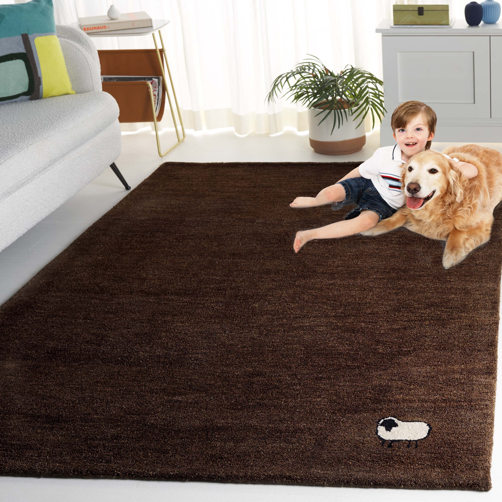Racheal Brown Hand-Woven Rug, Rectangle 4' x 6'