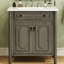 Meuble-lavabo gris antique de 31 po avec lavabo en céramique, rangement réglable et pieds en bois massif à fermeture en douceur, rainures cylindriques