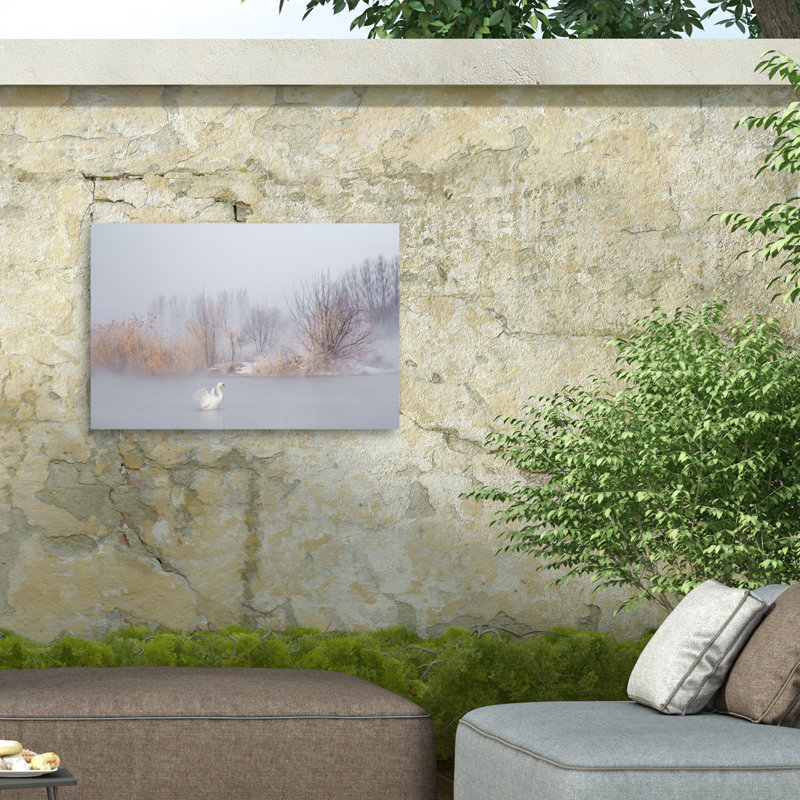 Uu, le cygne d'hiver sur toile, H 30 po x l 47 po
