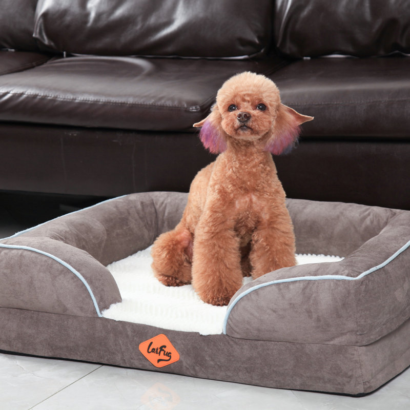 Orthopedic Polyester Pet Bed, Dark Gray, 8.1" H x 28" W x 23" D