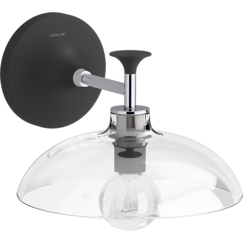 Tone 1 Light Indoor Bathroom Wall Sconce, UL Listed, Polished Chrome/Matte Black