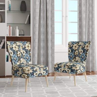 Chaise d'appoint rembourrée Blue Coastal Dreams