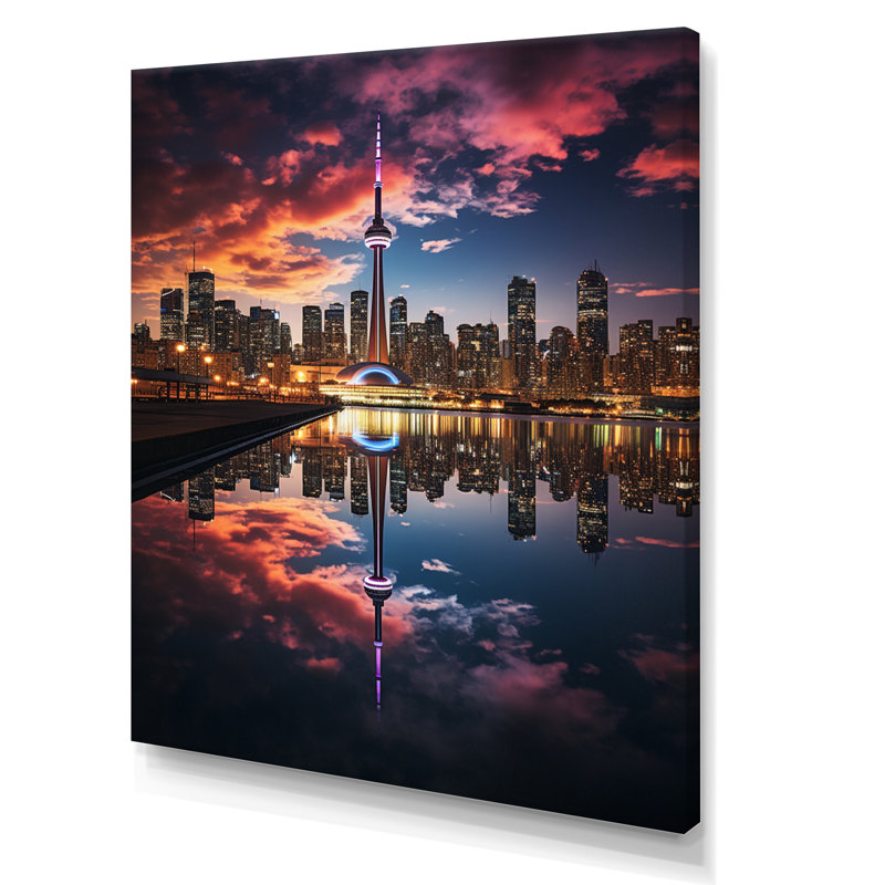 «Lyncon Canada Toronto Reflections I» sur toile, Toile tendue, H 44 po x l 34 po x P 1,5 po